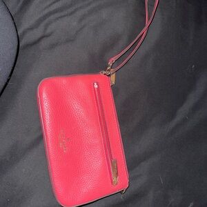Kate Spade New York Pink Pebbled Leather Wristlet Clutch